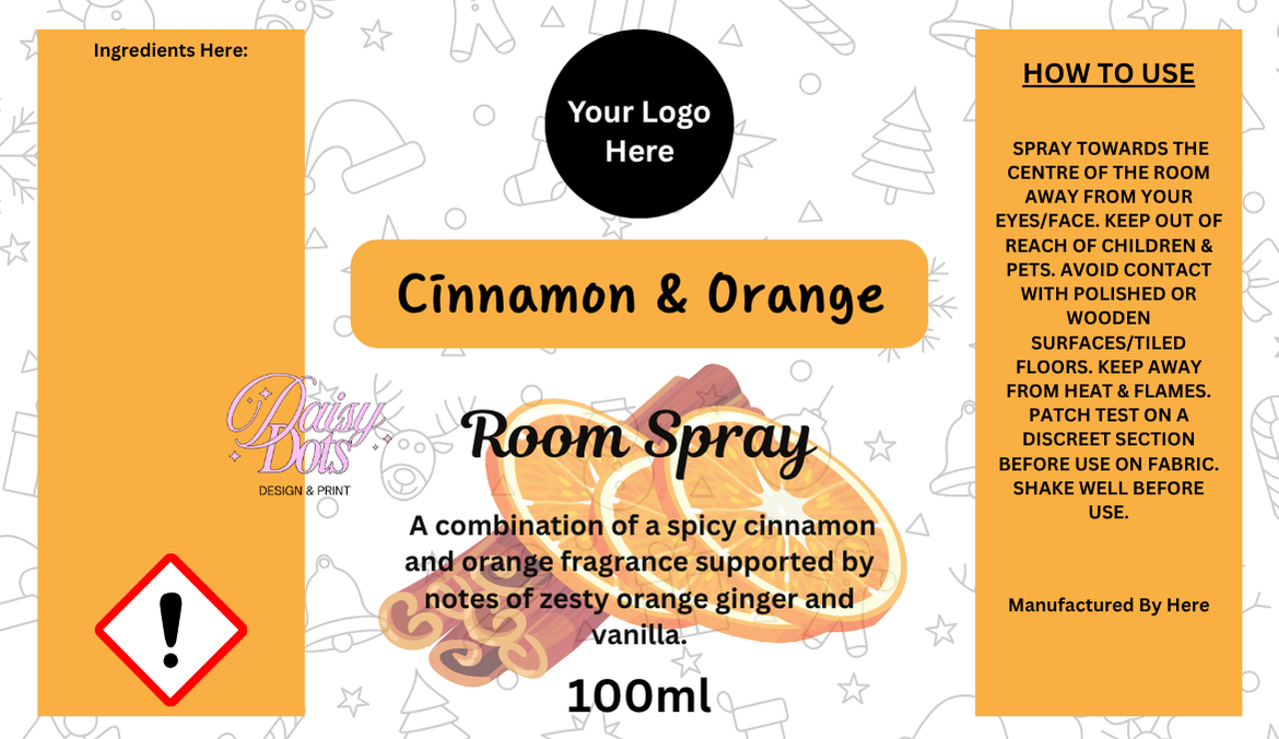 Christmas Themed Room Spray Wraparound Labels