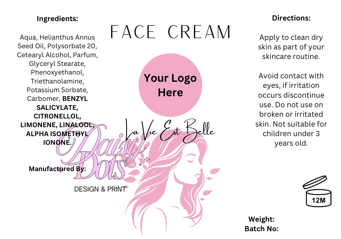 Face Cream Wraparound Labels - FizzyWhiz - Custom Cut
