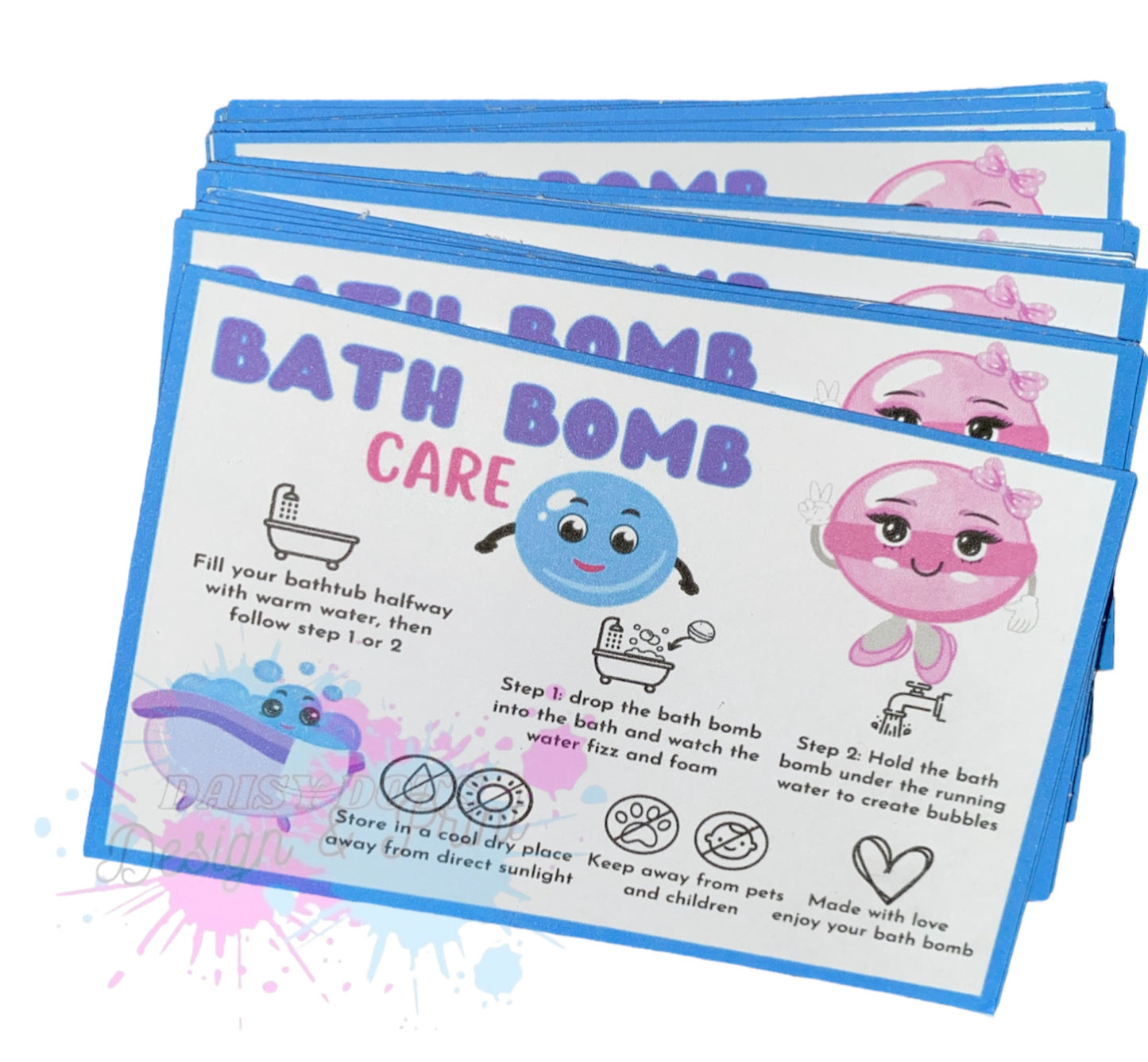 Bath Bomb Design Care Cards