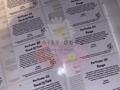 Perfume Oil Wraparound Labels - FizzyWhiz - Custom Cut