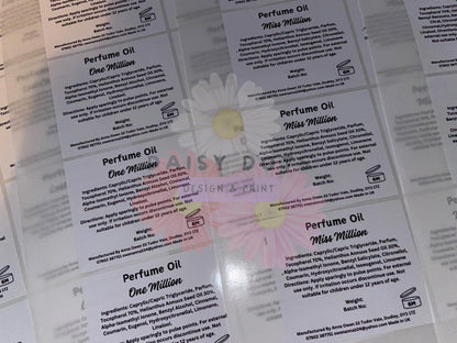 Perfume Oil Wraparound Labels - FizzyWhiz - Custom Cut