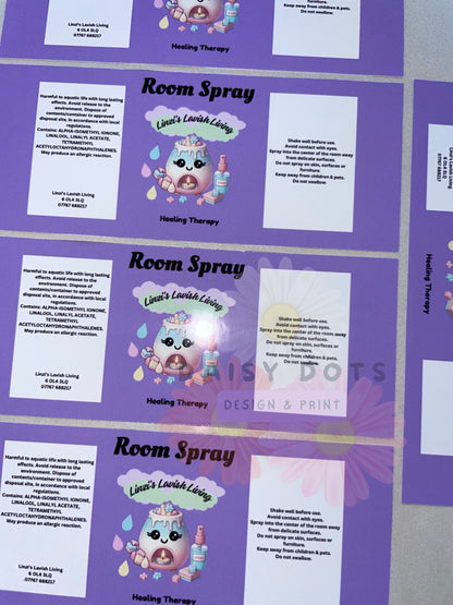 Room Spray Wraparound Labels - Custom Cut