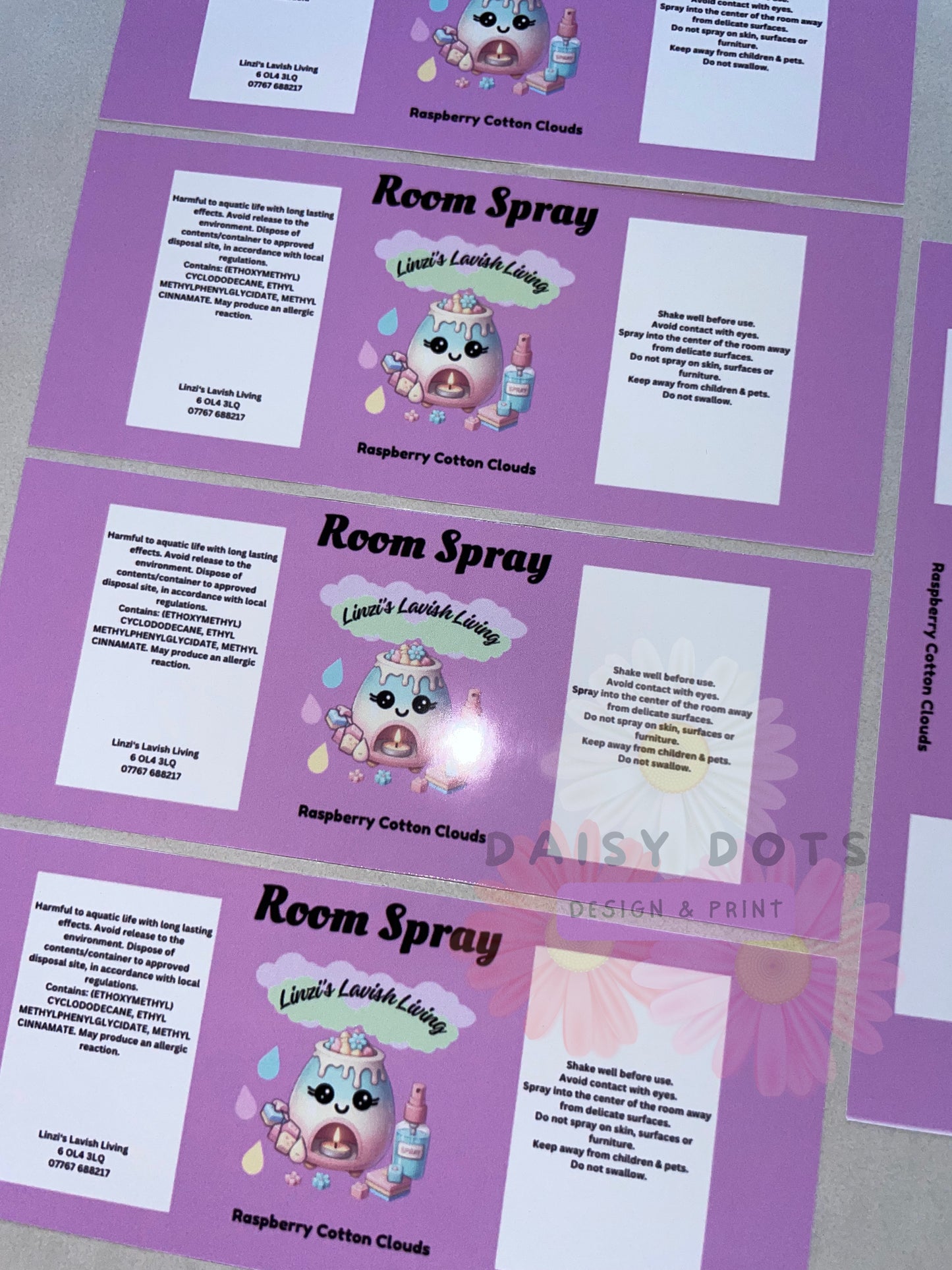 Room Spray Wraparound Labels - Custom Cut