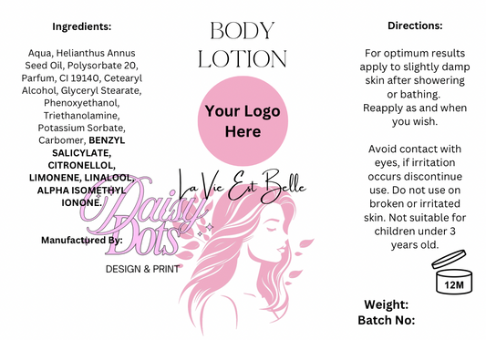 Body Lotion Wraparound Labels - FizzyWhiz - Custom Cut