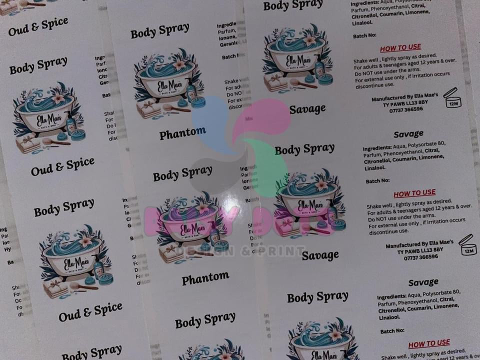 Body Spray (Non- Alcohol) Wraparound Labels - Fizzywhiz