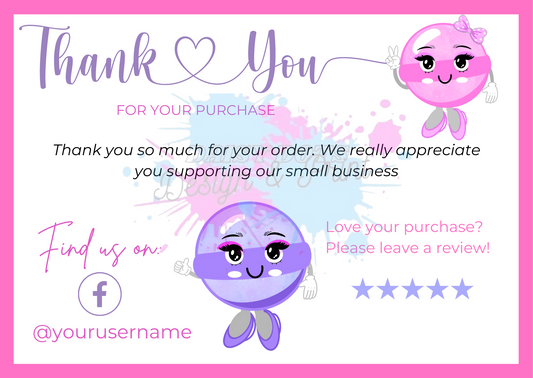 Bath Bomb Design Thank You Cards