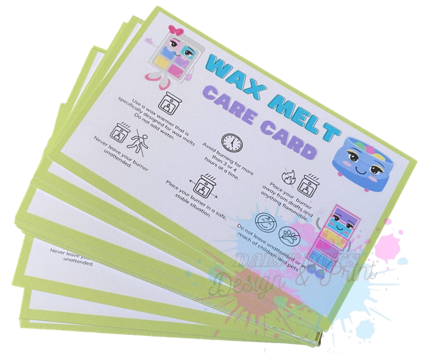 Wax Melt Design Care Cards