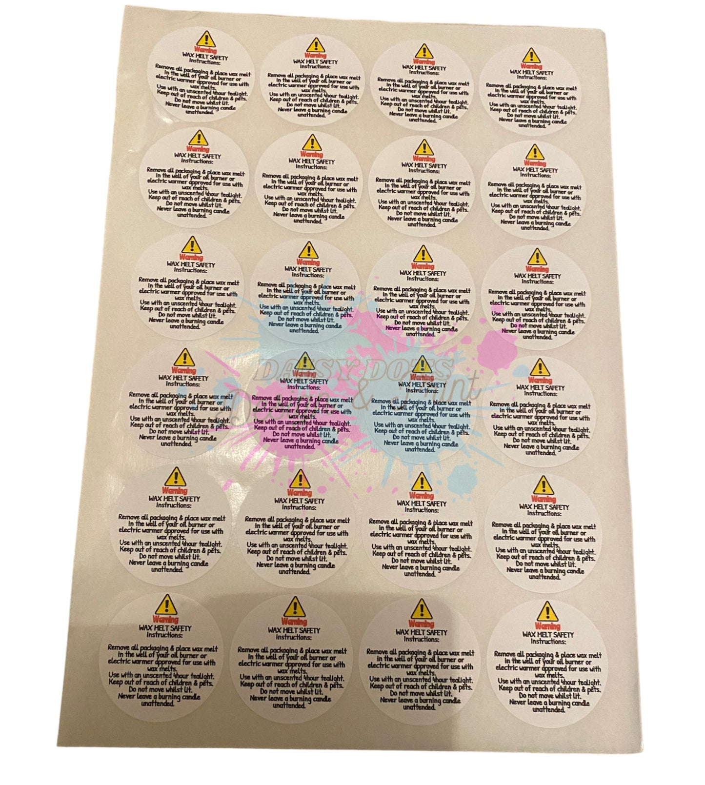 Wax Melt Safety Labels