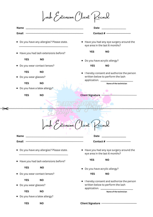 Lash Extension Client Forms